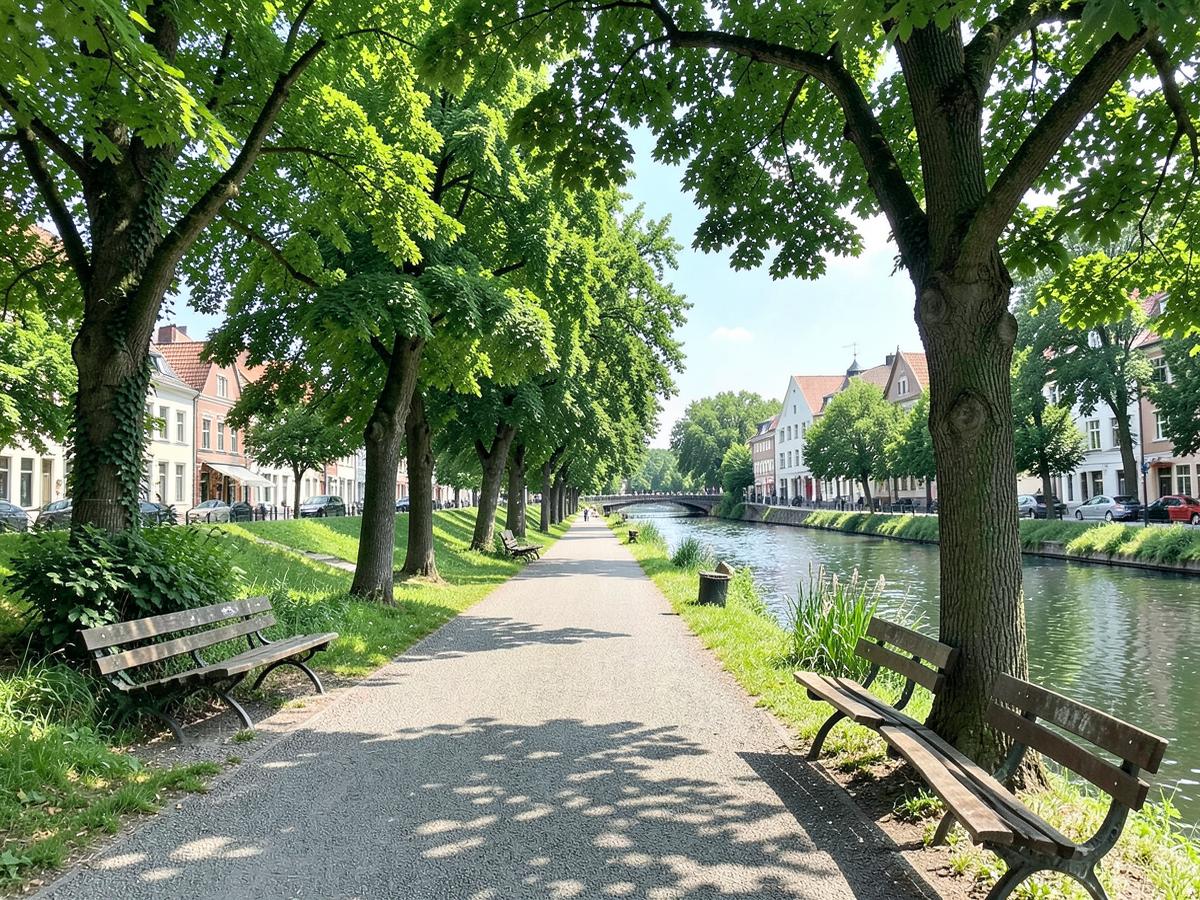 Grüner Uferweg an der Lippeaue in Lünen
